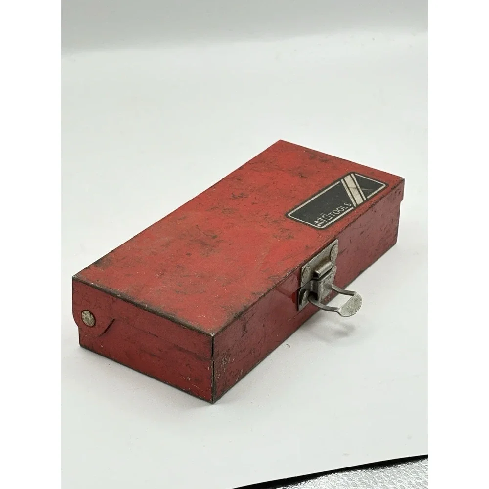 Small Red Metal Steel Box With Latch Industrial Decor Rustic